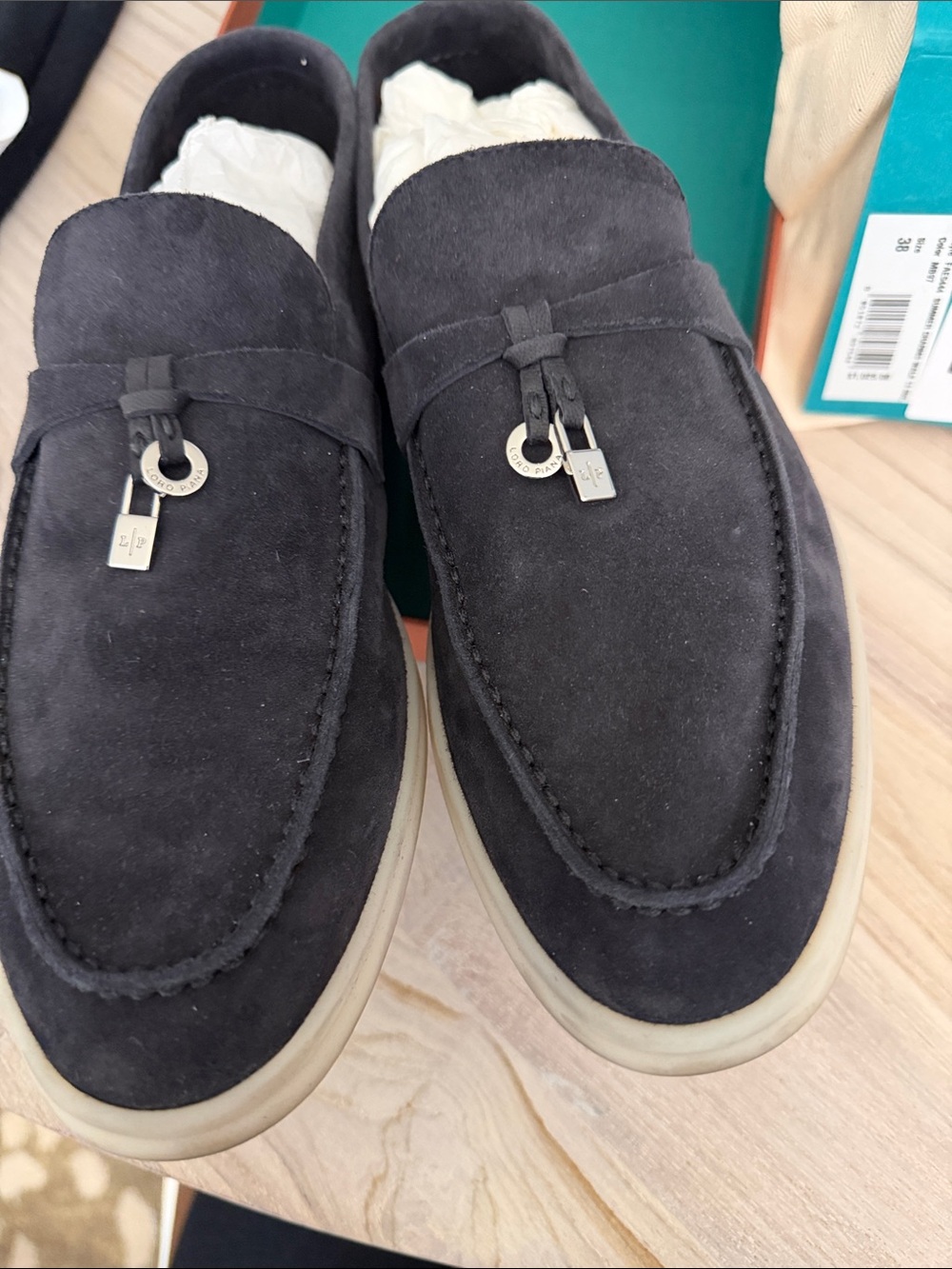 Loro Piana Black Suede Summer Charms Walk 13 Suede Caviar